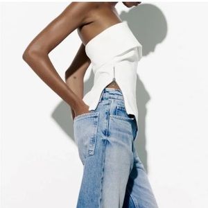 Zara Zipper Strapless Top